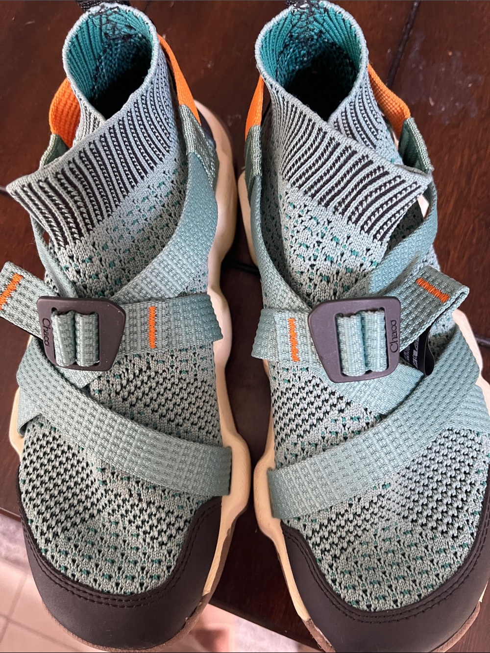 Chaco Teal Knit Sneakers with Orange Accents (I only wear it one time )